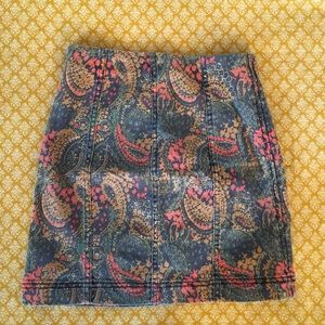 Free People paisley printed denim skirt
